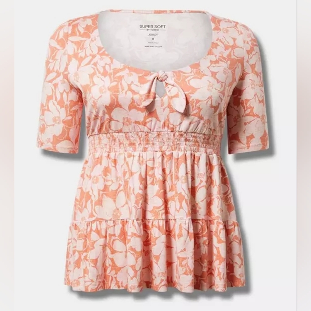 New Torrid Tie Front Babydoll Top In Baja Floral Camellia